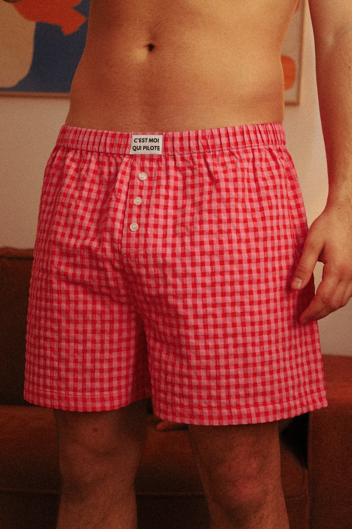 Vichy Erdbeer-Himbeere Piloten-Boxershorts