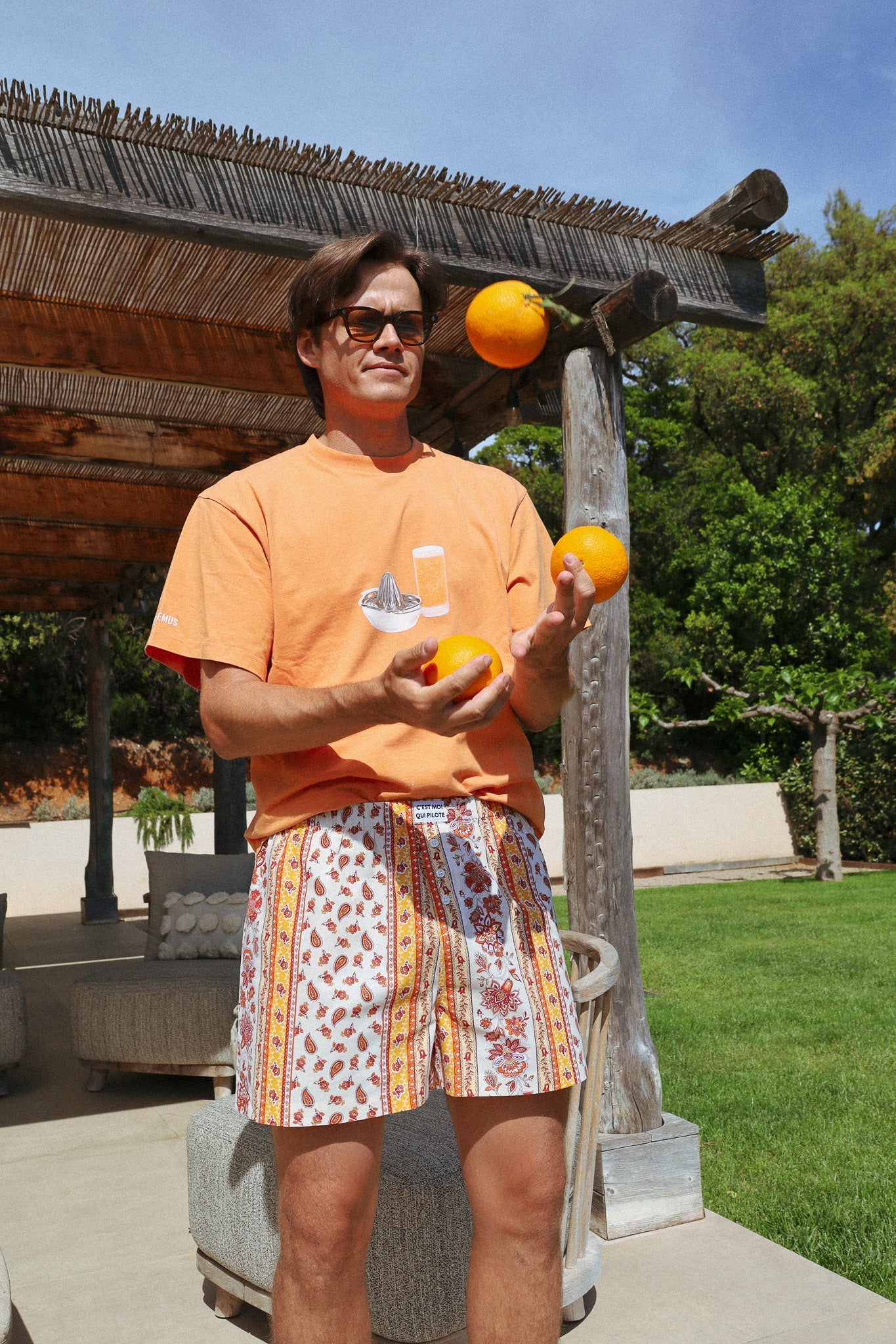 Caleçon Arles orange C'est moi qui pilote
