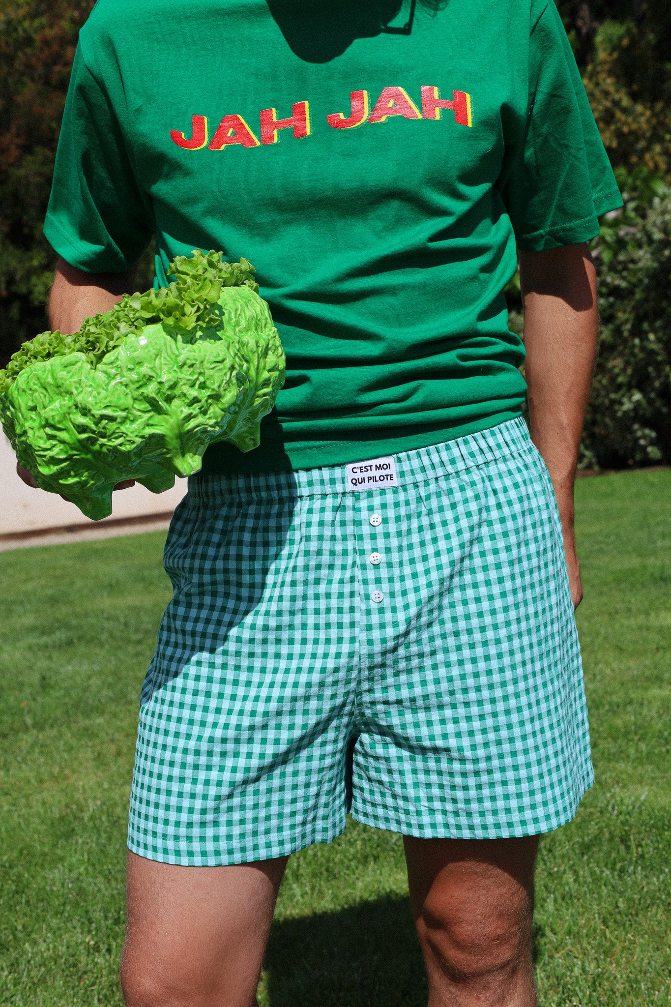 Mintgrüner Slip mit Gingham-Muster