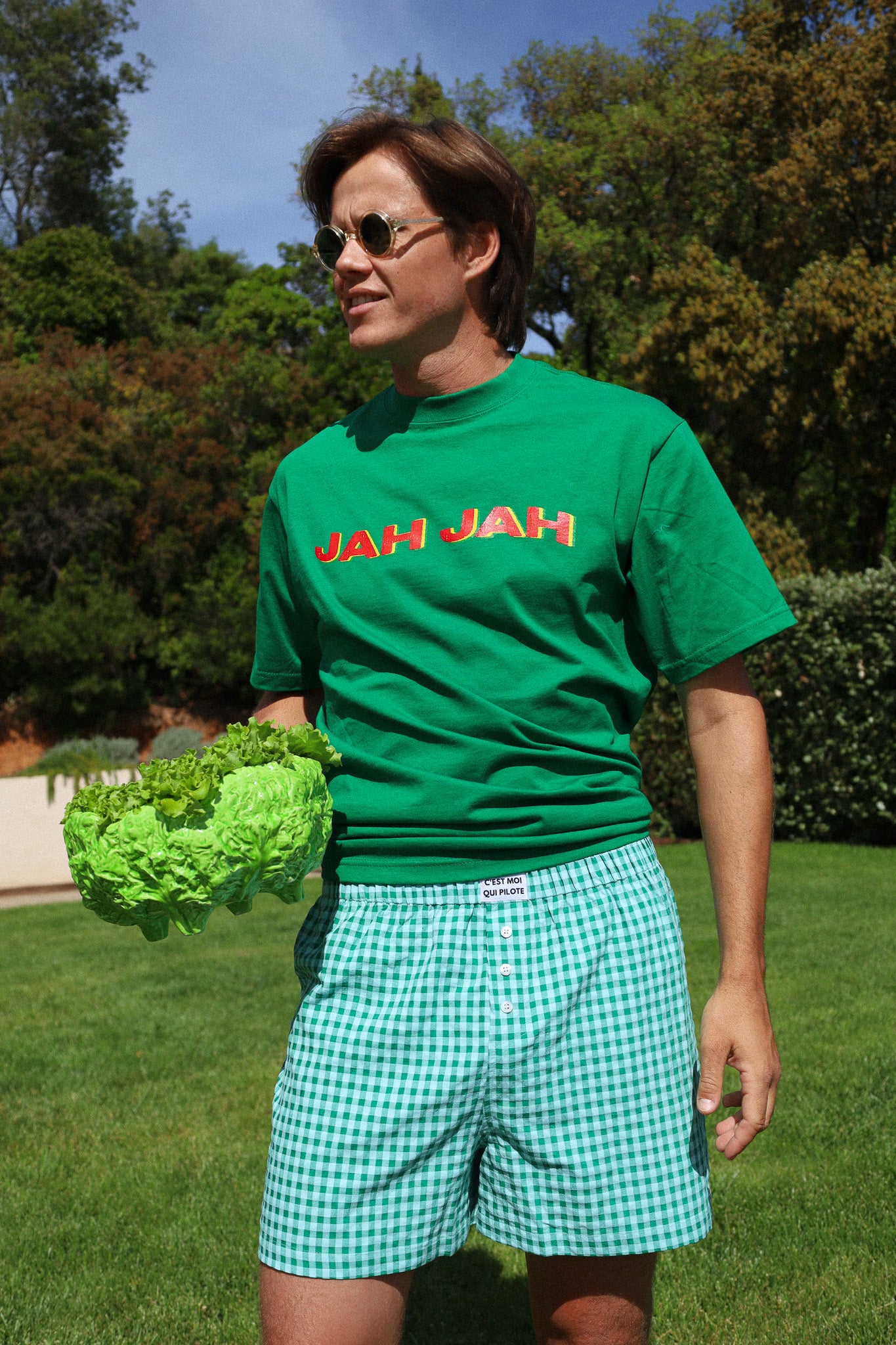 Mintgrüner Slip mit Gingham-Muster