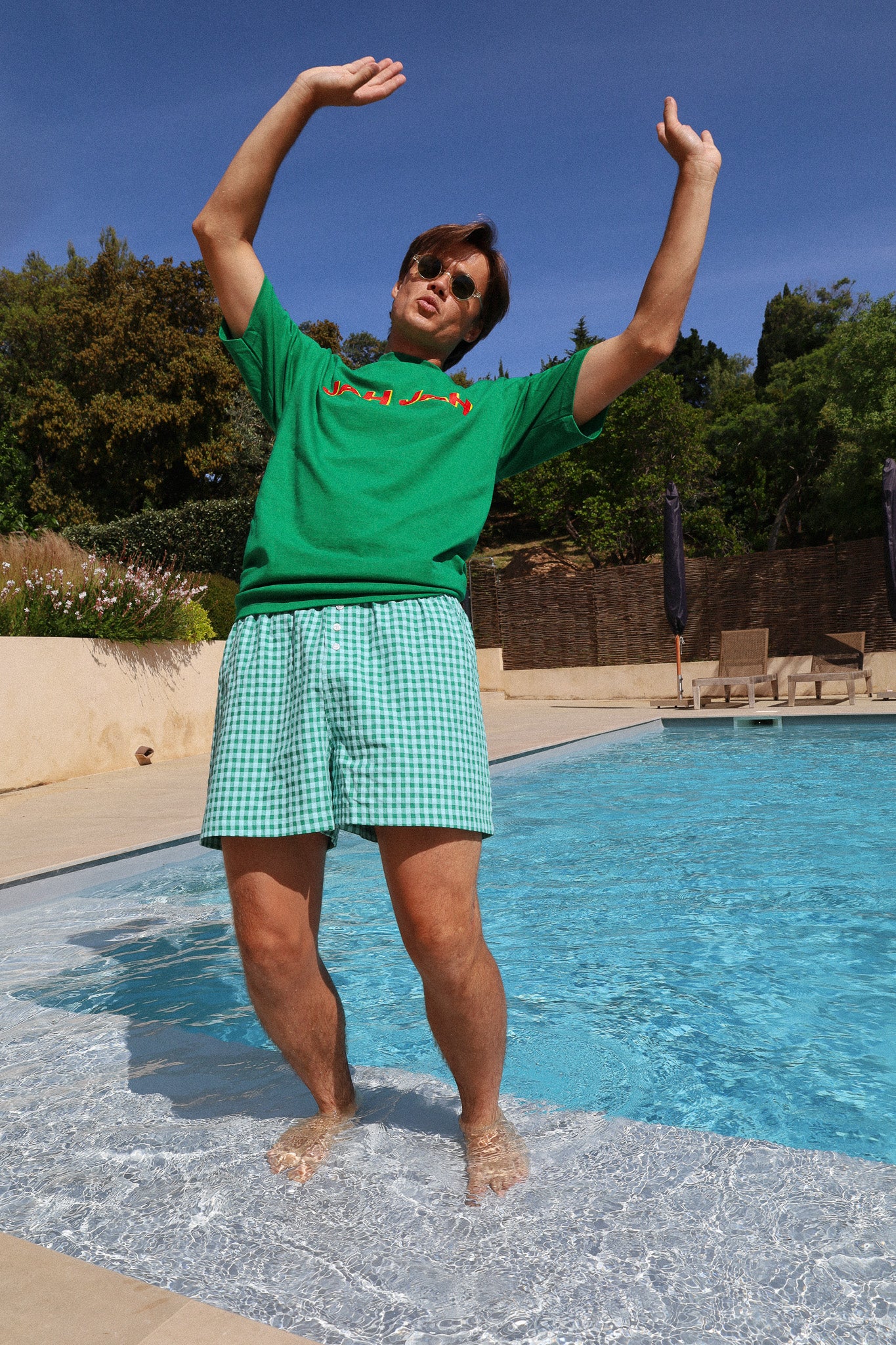 Mintgrüner Slip mit Gingham-Muster