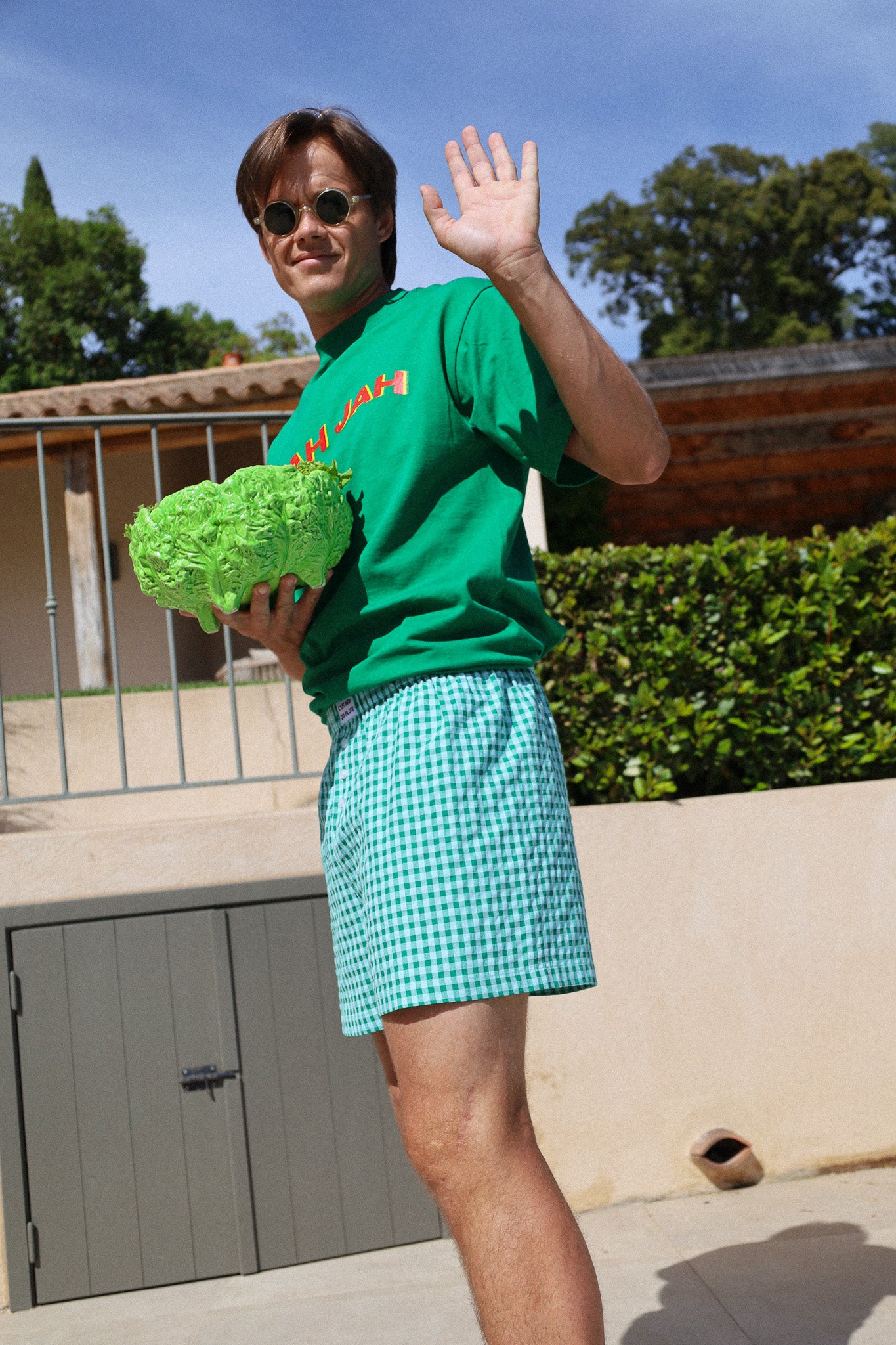 Mintgrüner Slip mit Gingham-Muster