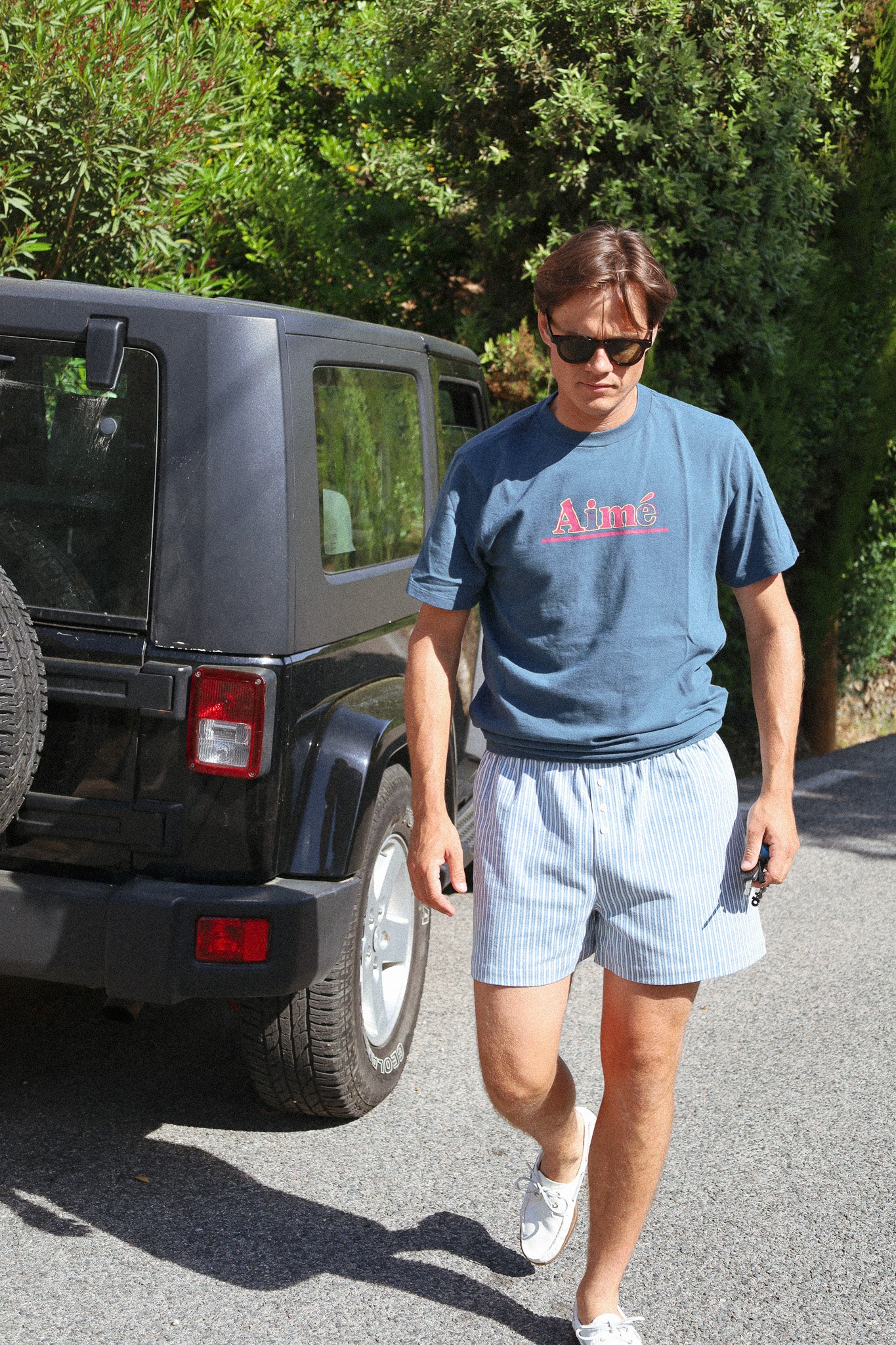 Himmelblaue Boxershorts mit unregelmäßigen Streifen