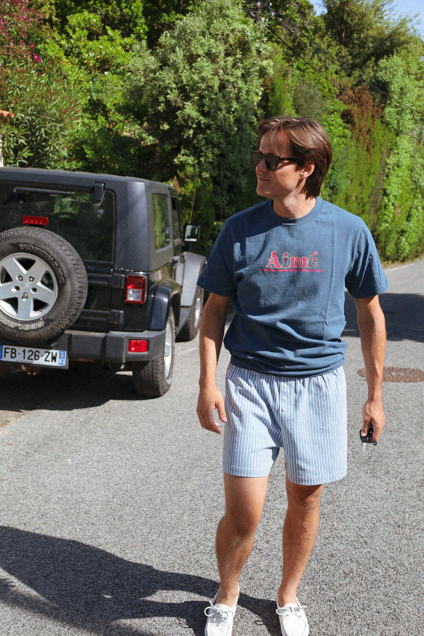 Himmelblaue Boxershorts mit unregelmäßigen Streifen