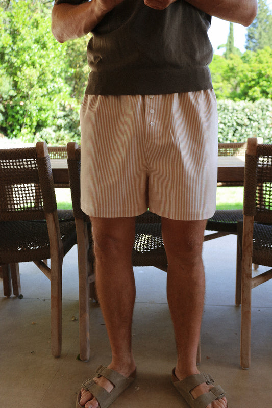 Caleçon Pilote Rayures Beige