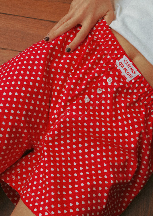 Caleçon Pilote Coeur Rouge chéri