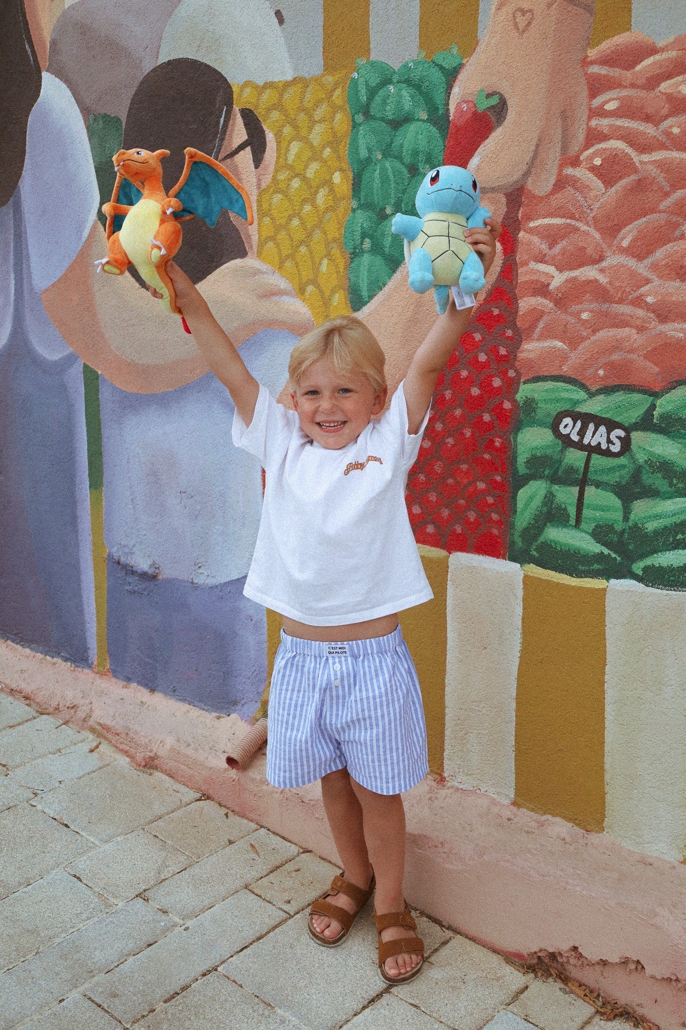 Caleçon kids Rayures parasol bleu C'est moi qui pilote