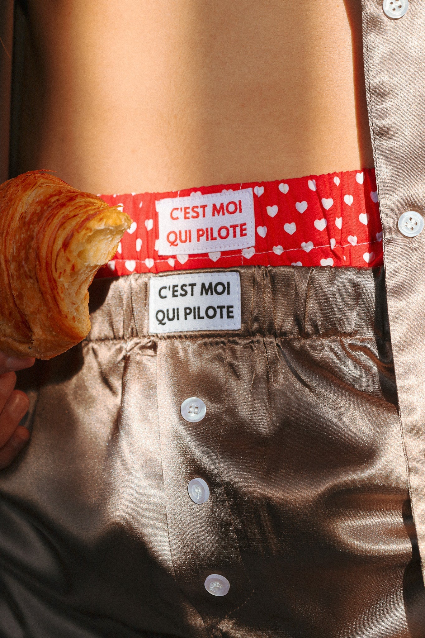 Pantalon pilote satin Marron glacé C'est moi qui pilote