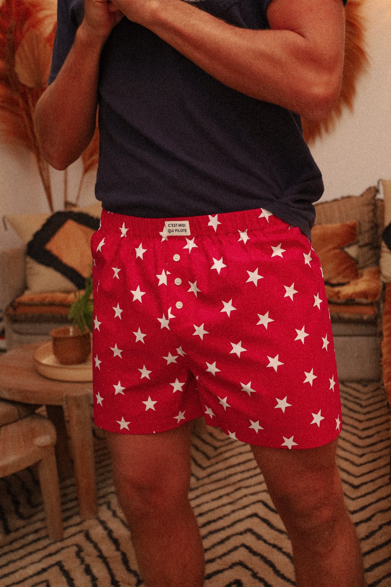 Caleçon Pilote Étoiles rouge