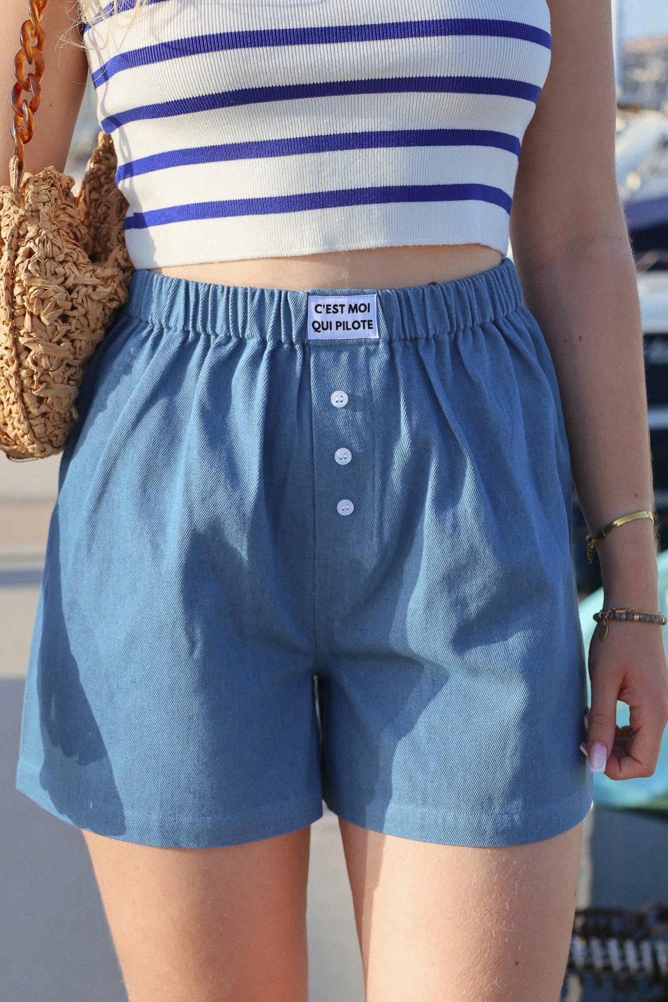 Caleçon Pilote Denim Bleu midi C'est moi qui pilote