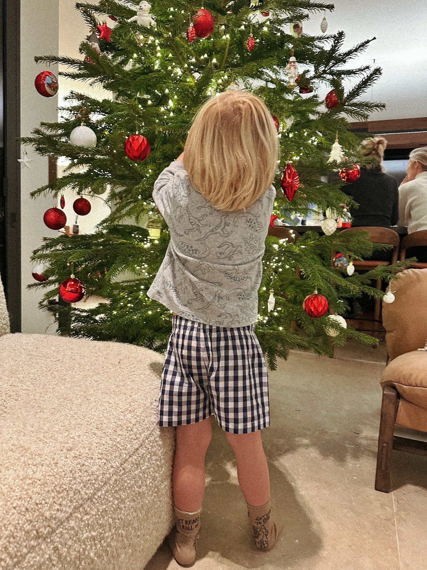Vichyblaue Piloten-Boxershorts für Kinder