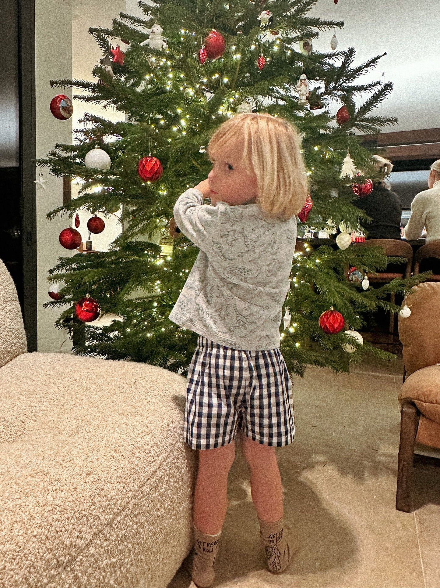 Vichyblaue Piloten-Boxershorts für Kinder
