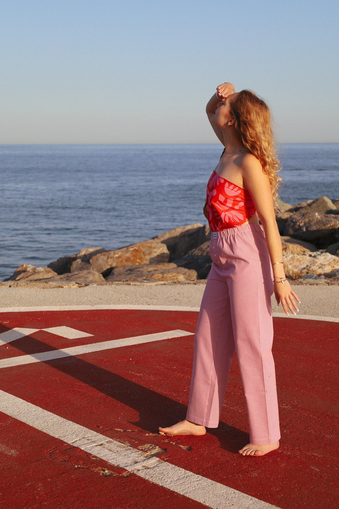 Pantalon Pilote Rayures roses C'est moi qui pilote