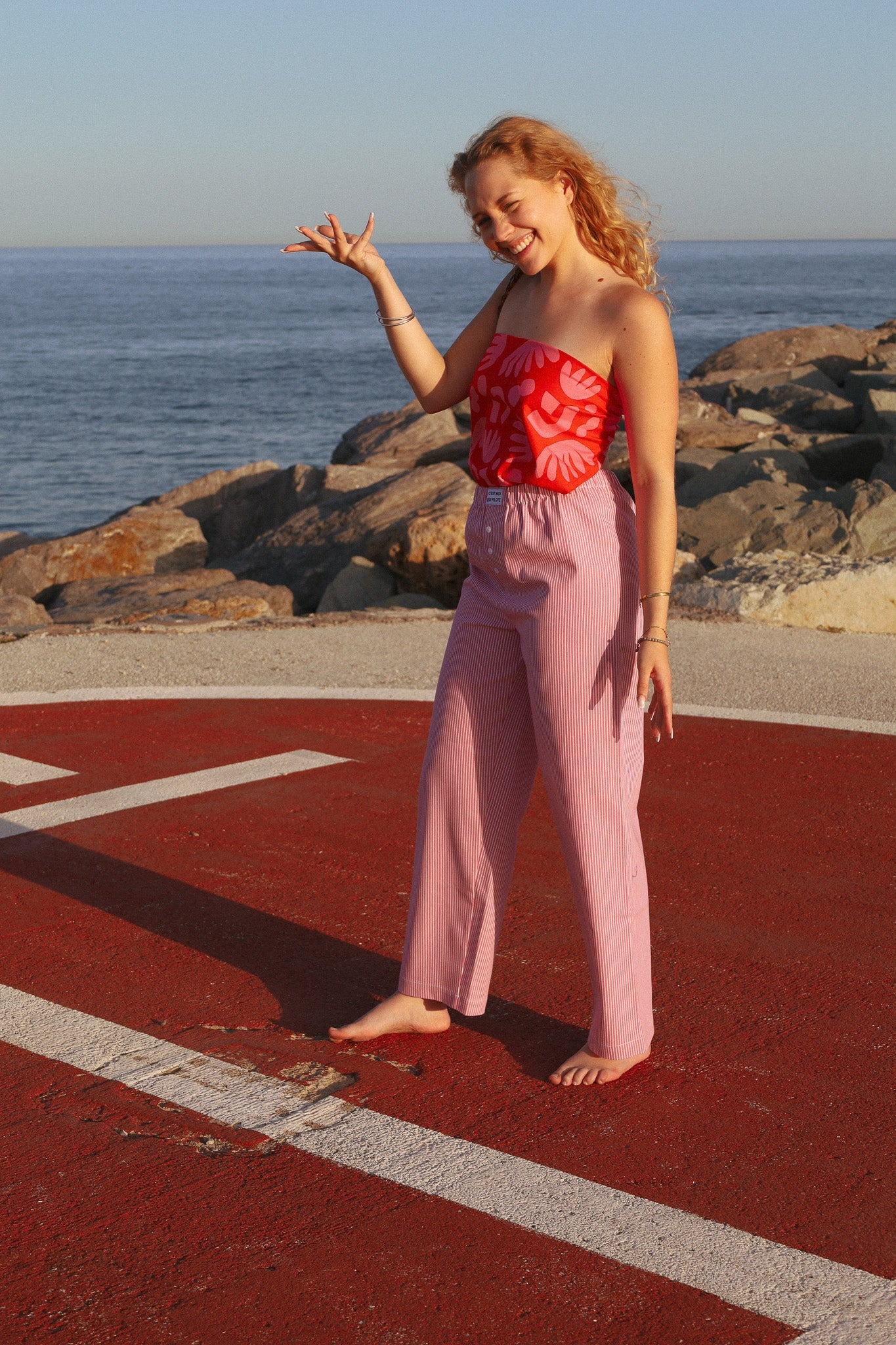 Pantalon Pilote Rayures roses C'est moi qui pilote