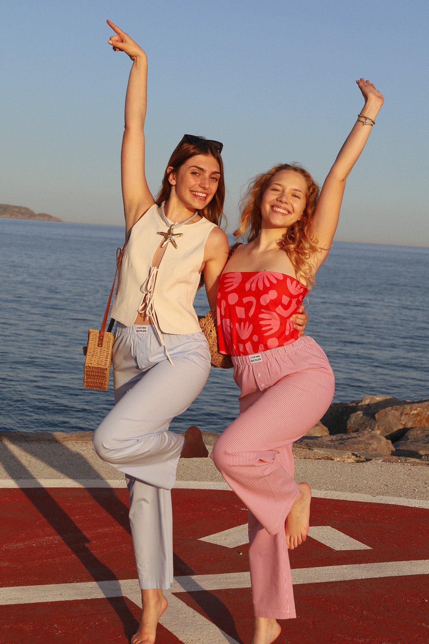 Pantalon Pilote Rayures roses C'est moi qui pilote
