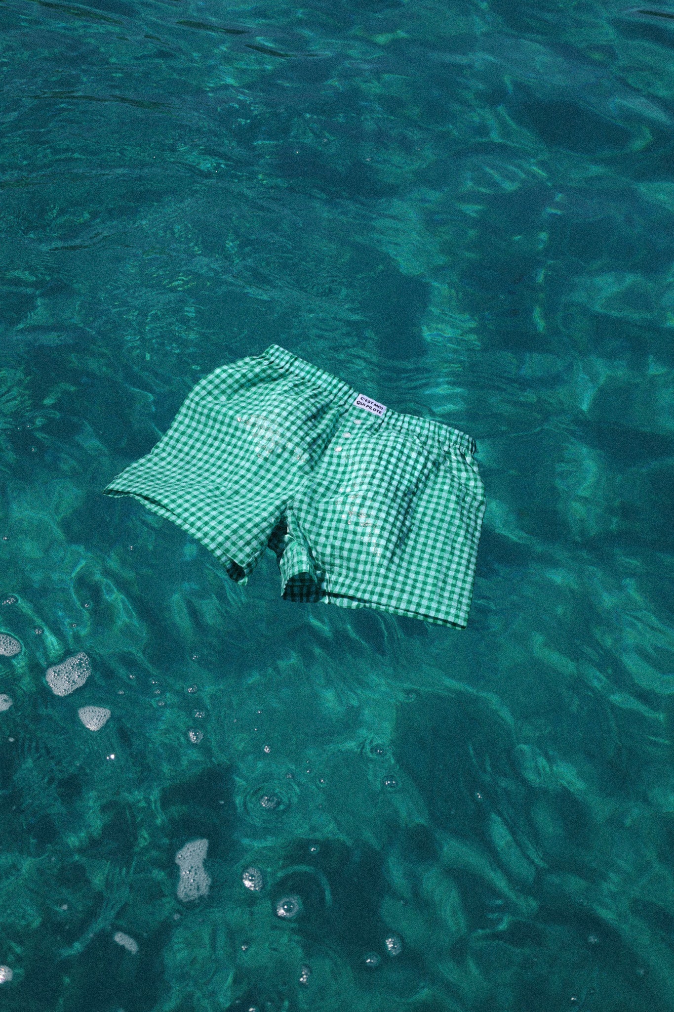 Caleçon vichy menthe pastille C'est moi qui pilote