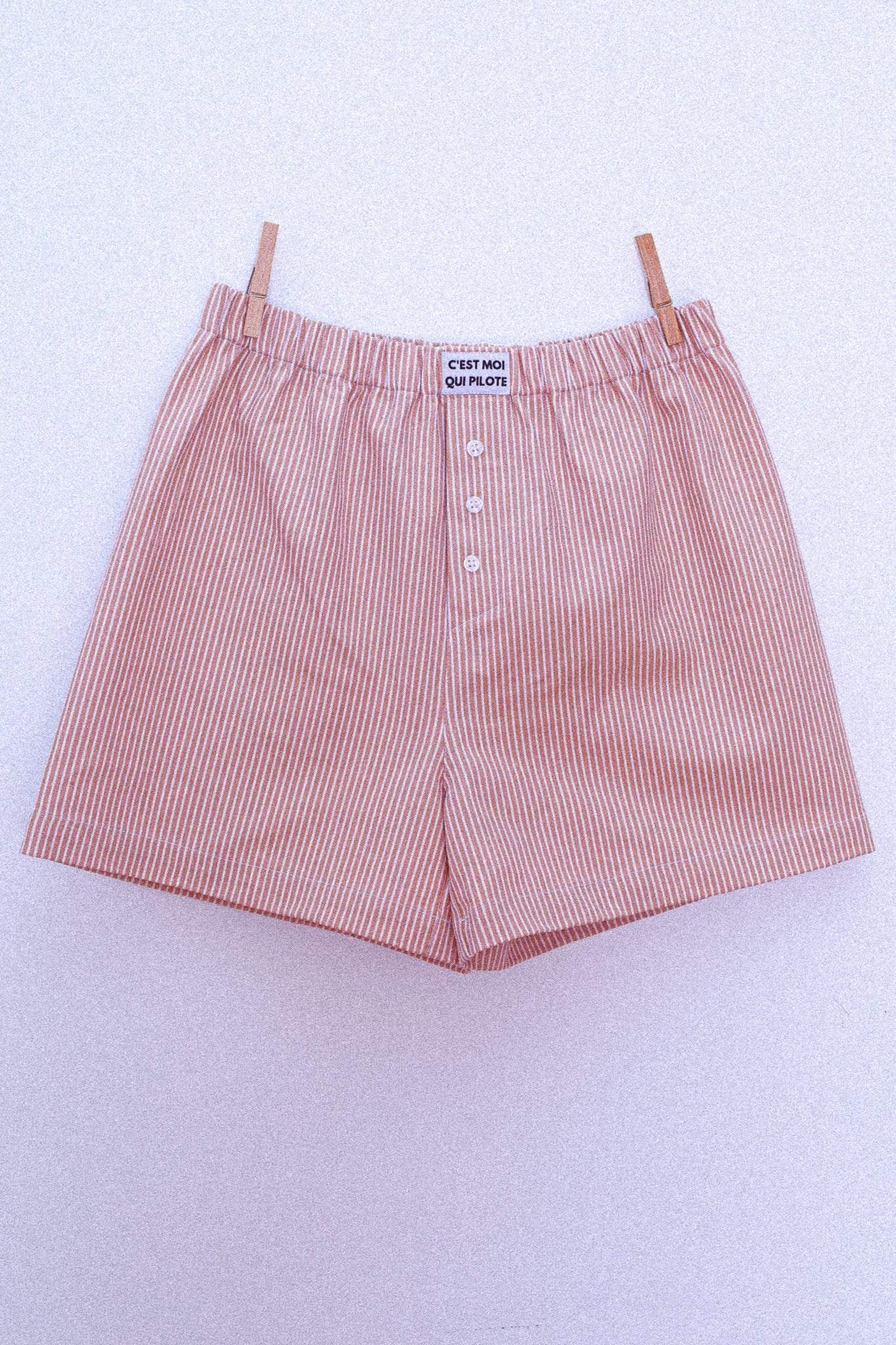 Beige gestreifte Piloten-Boxershorts