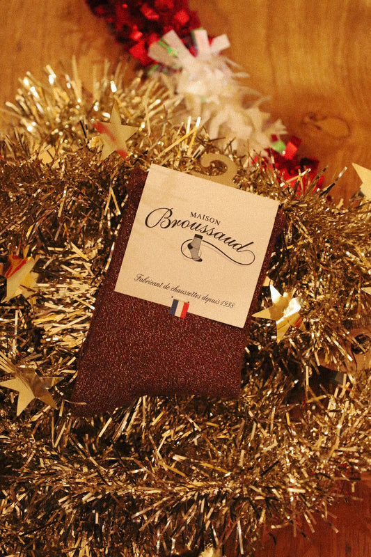 Chaussette de l'Archiduchesse Paillette bordeaux