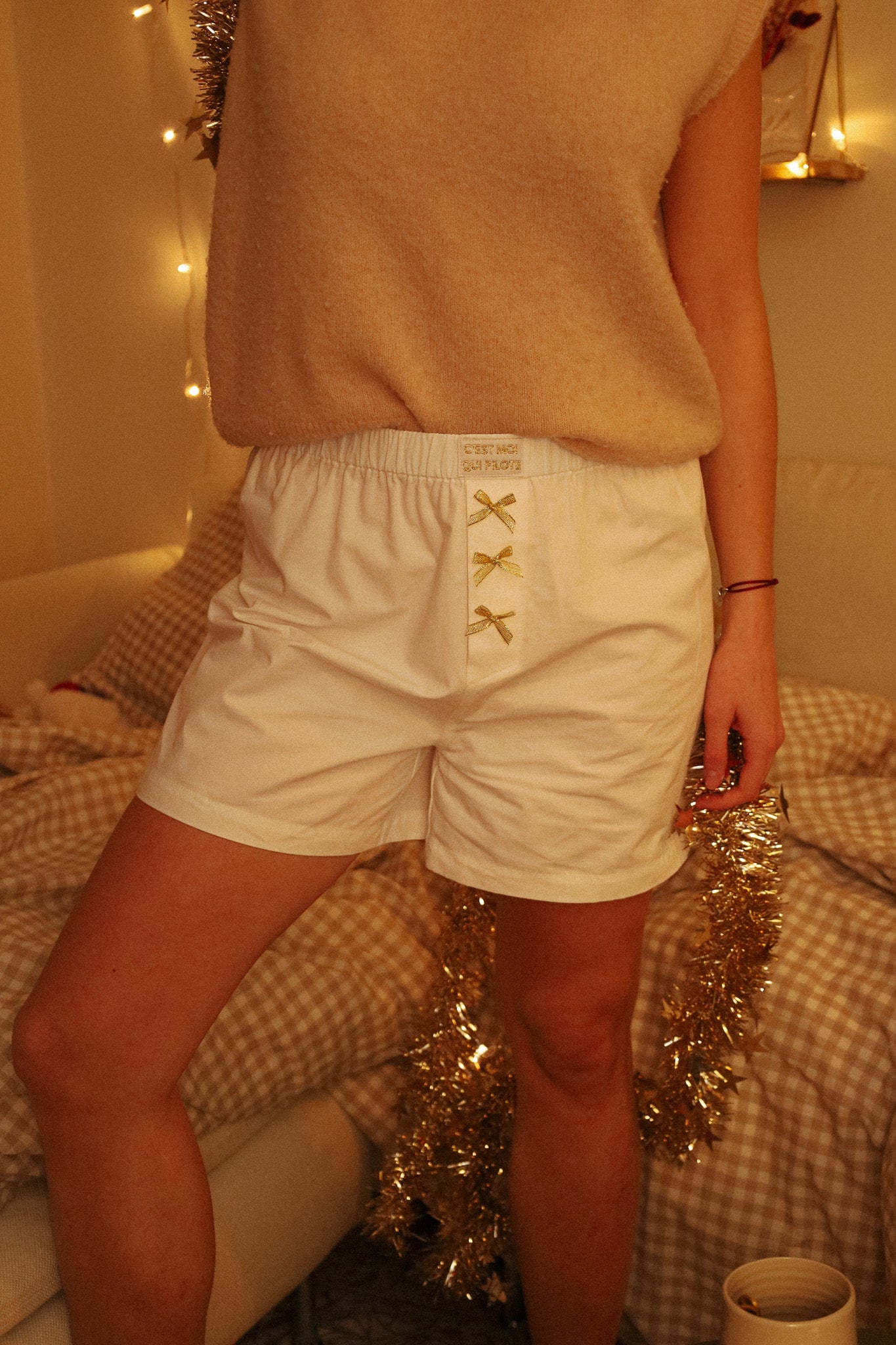 Milky Pilot Boxer Shorts with Gold Knots