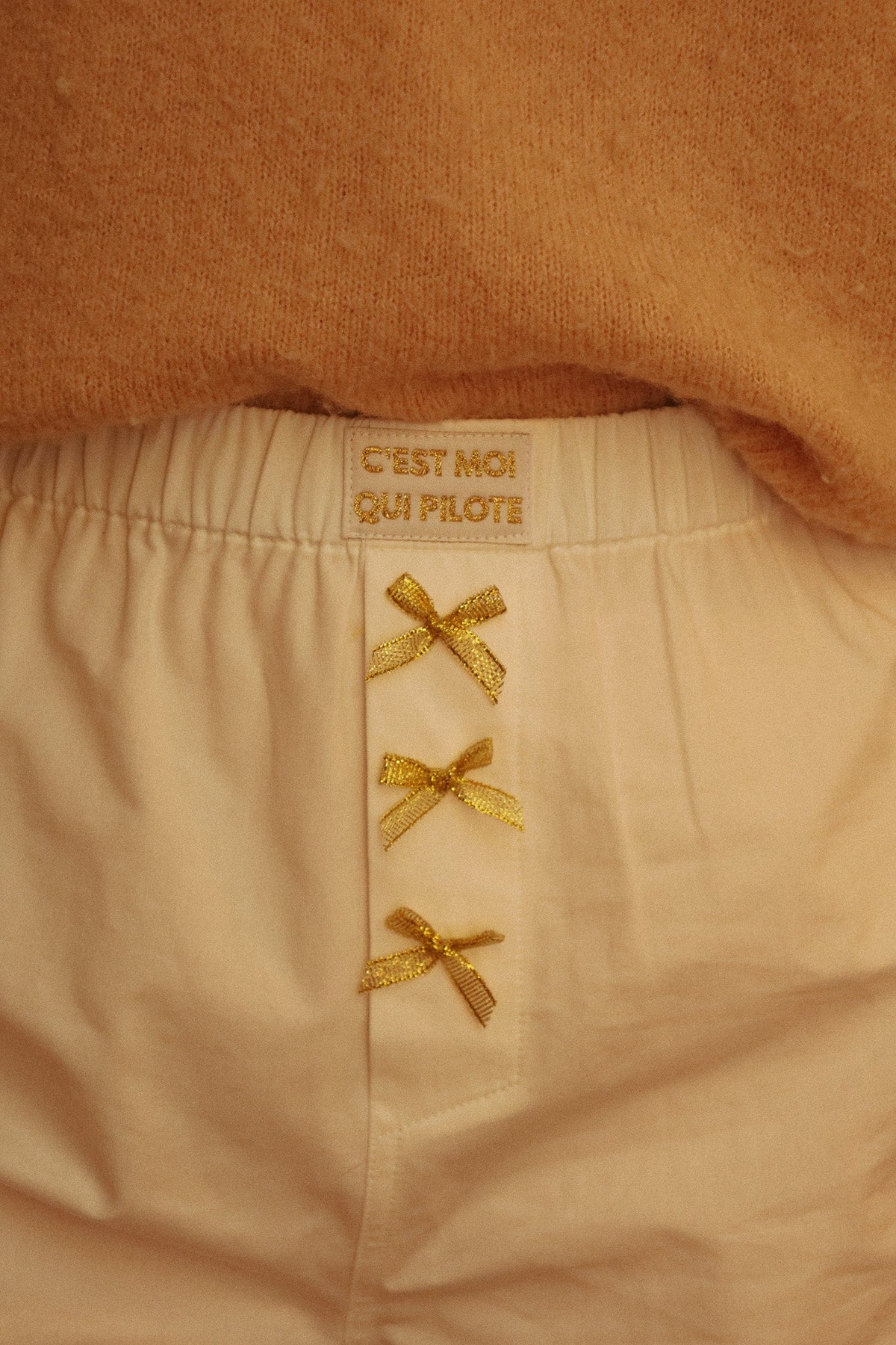 Caleçon Pilote Milky noeuds or C'est moi qui pilote