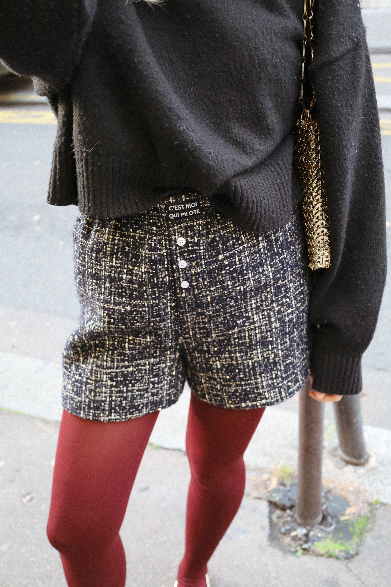 Caleçon Pilote Tweed marine C'est moi qui pilote