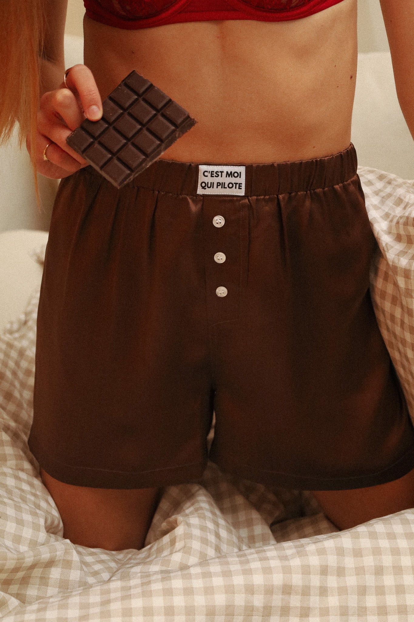Caleçon Soie Chocolat C'est moi qui pilote