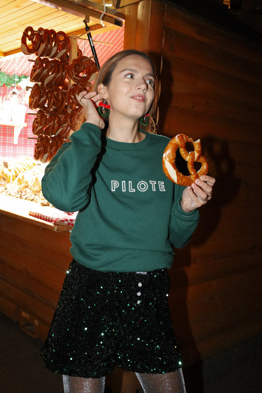 Caleçon pilote velours sequins sapin