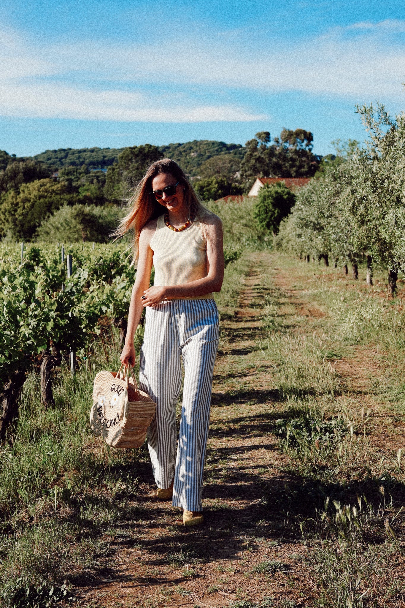 Pantalon femme Rayures parasol olive C'est moi qui pilote