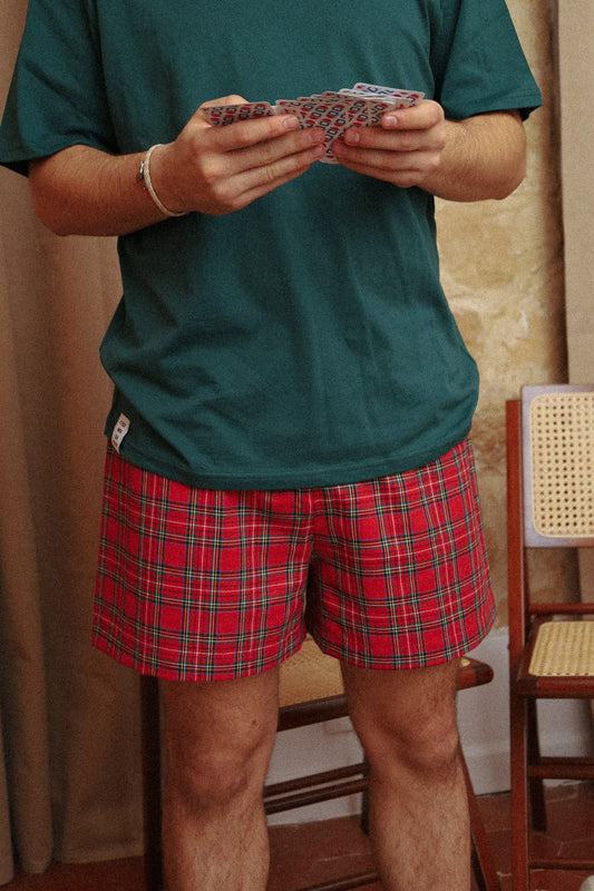 Caleçon parachute home tartan rouge