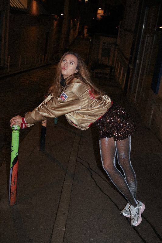 Caleçon pilote velours sequins Bronze