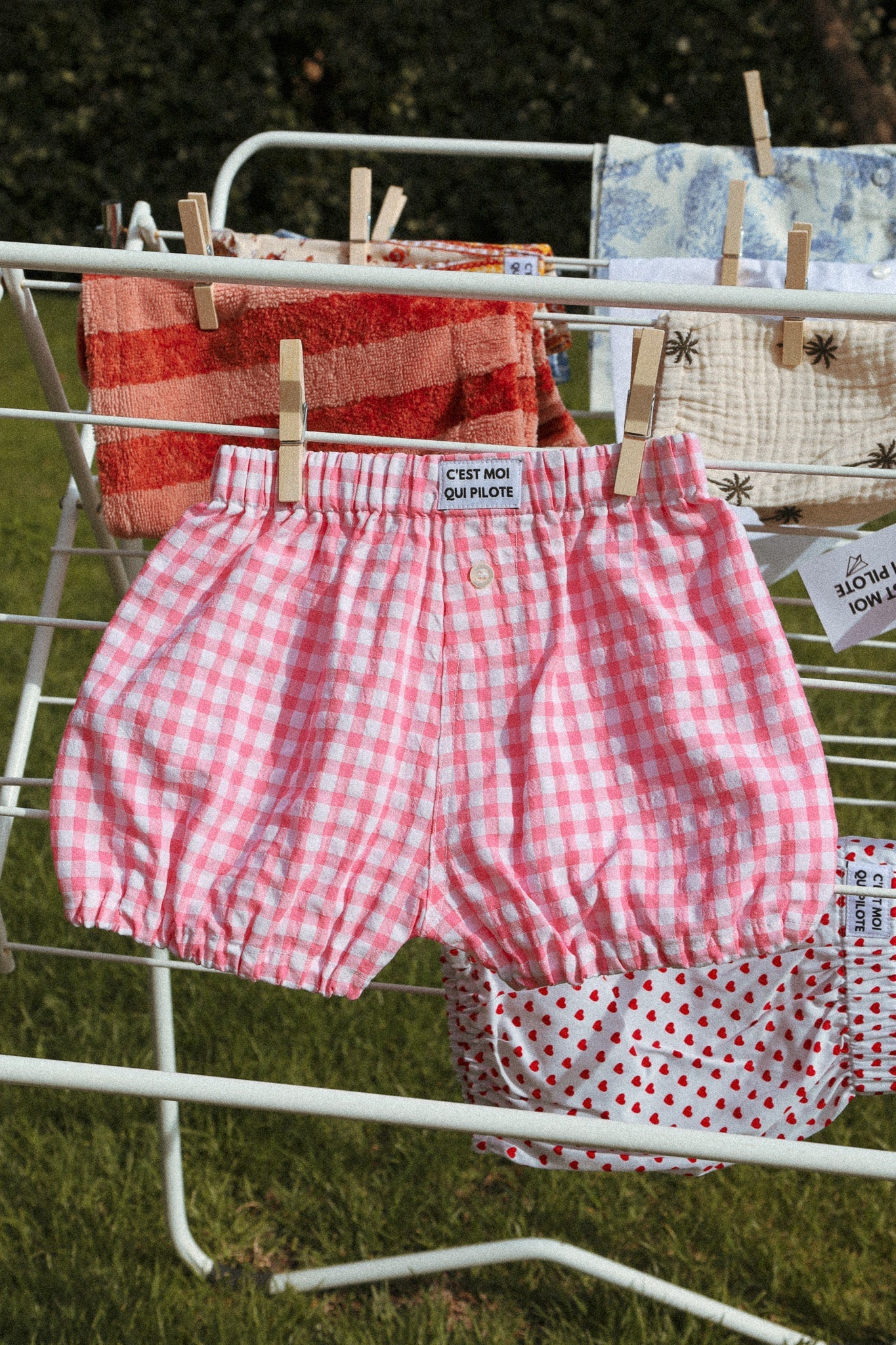 Bloomer bébé Vichy rose C'est moi qui pilote