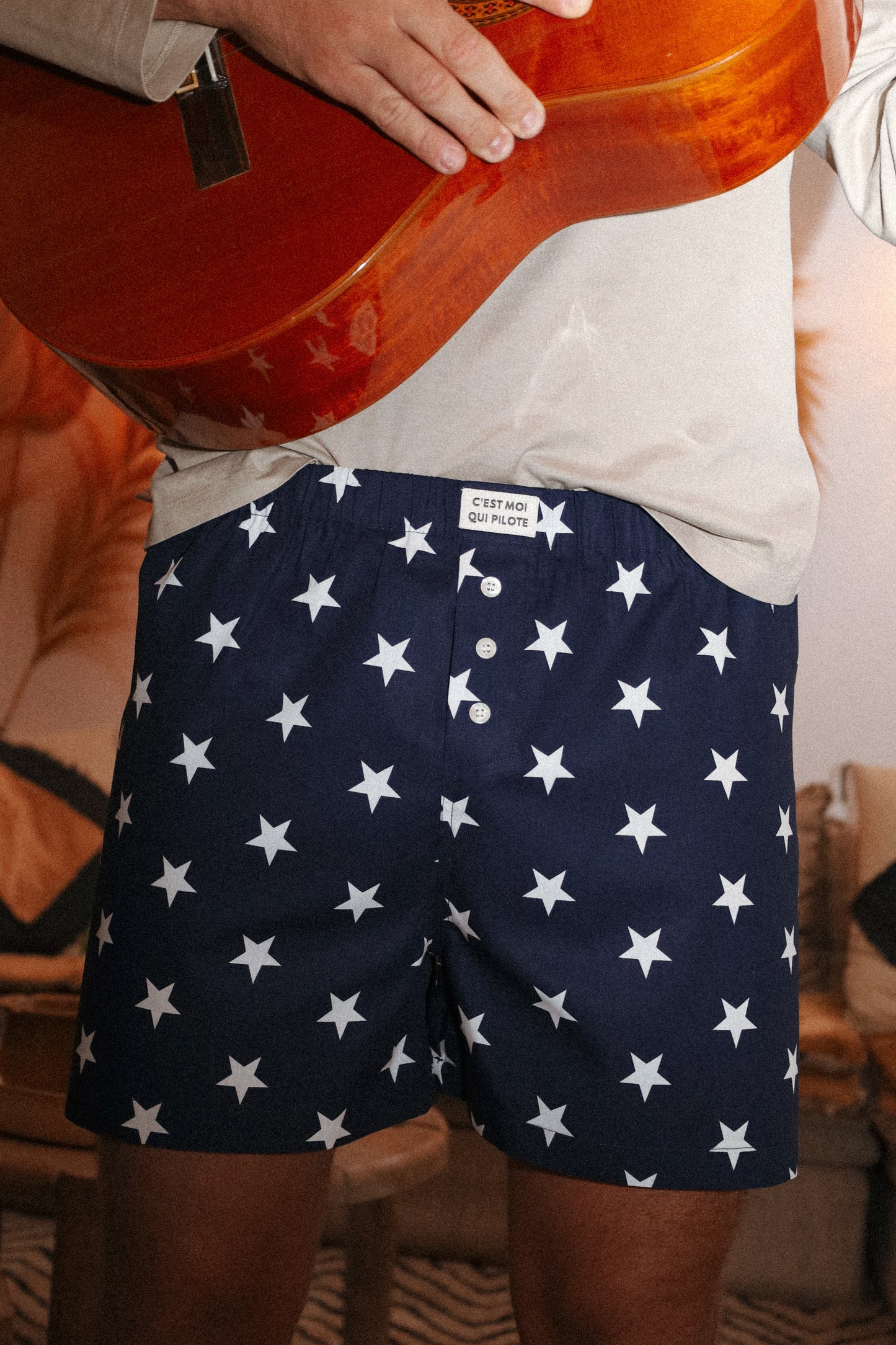 Caleçon Pilote Étoiles bleu