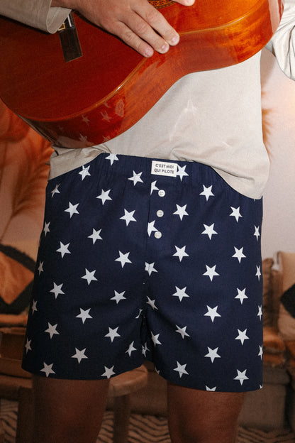 Caleçon Pilote Étoiles bleu