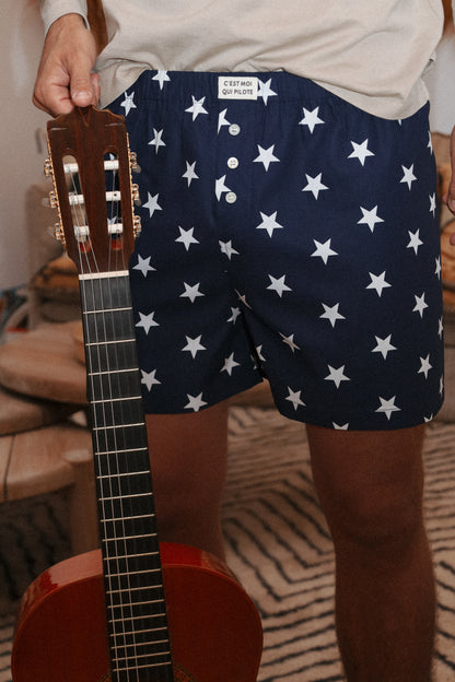 Caleçon Pilote Étoiles bleu