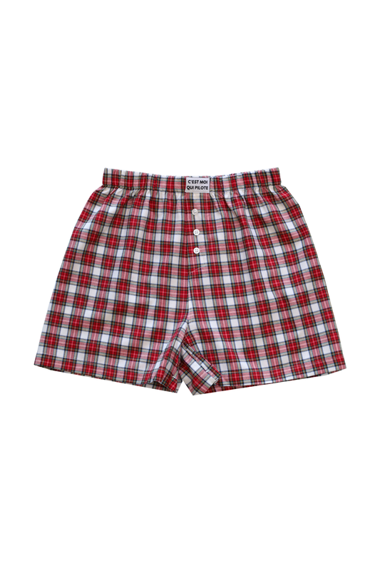 Ensemble court tartan blanc