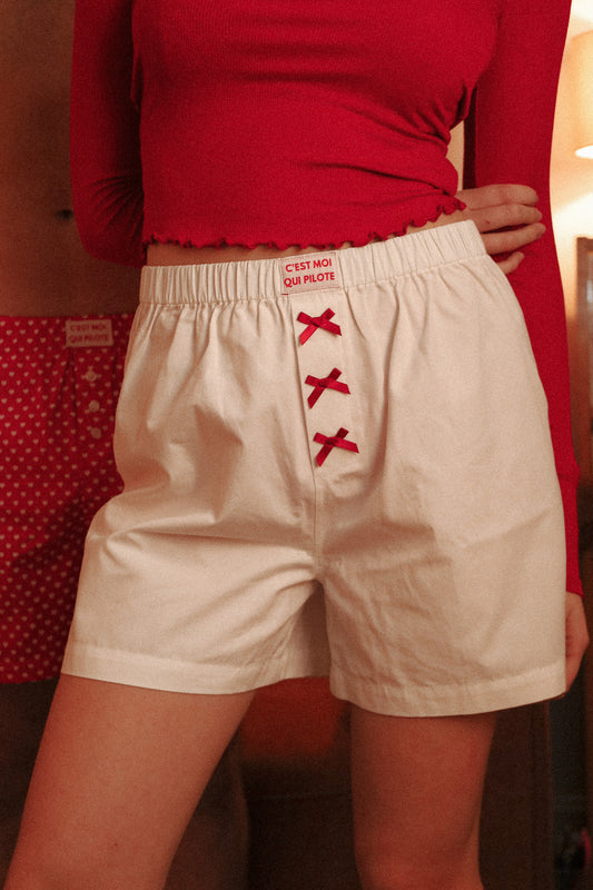 Caleçon Pilote Milky 🥛 Noeuds Rouge