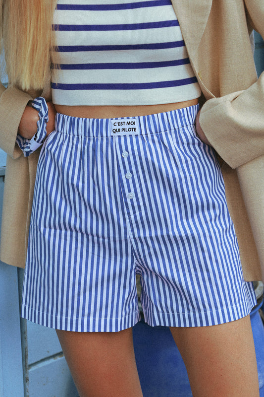 Caleçon Pilote Rayures azur 🌊