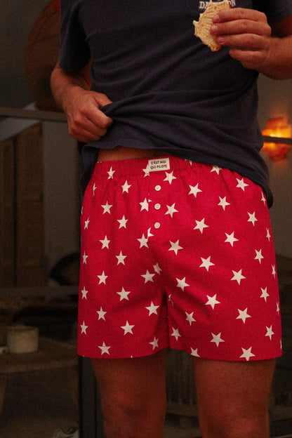 Caleçon Pilote Étoiles rouge