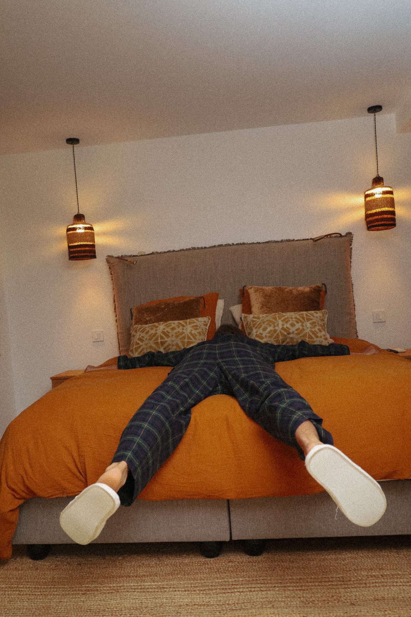 Ensemble long tartan bleu