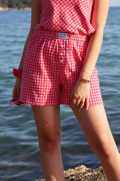 Vichy Erdbeer-Himbeere Piloten-Boxershorts
