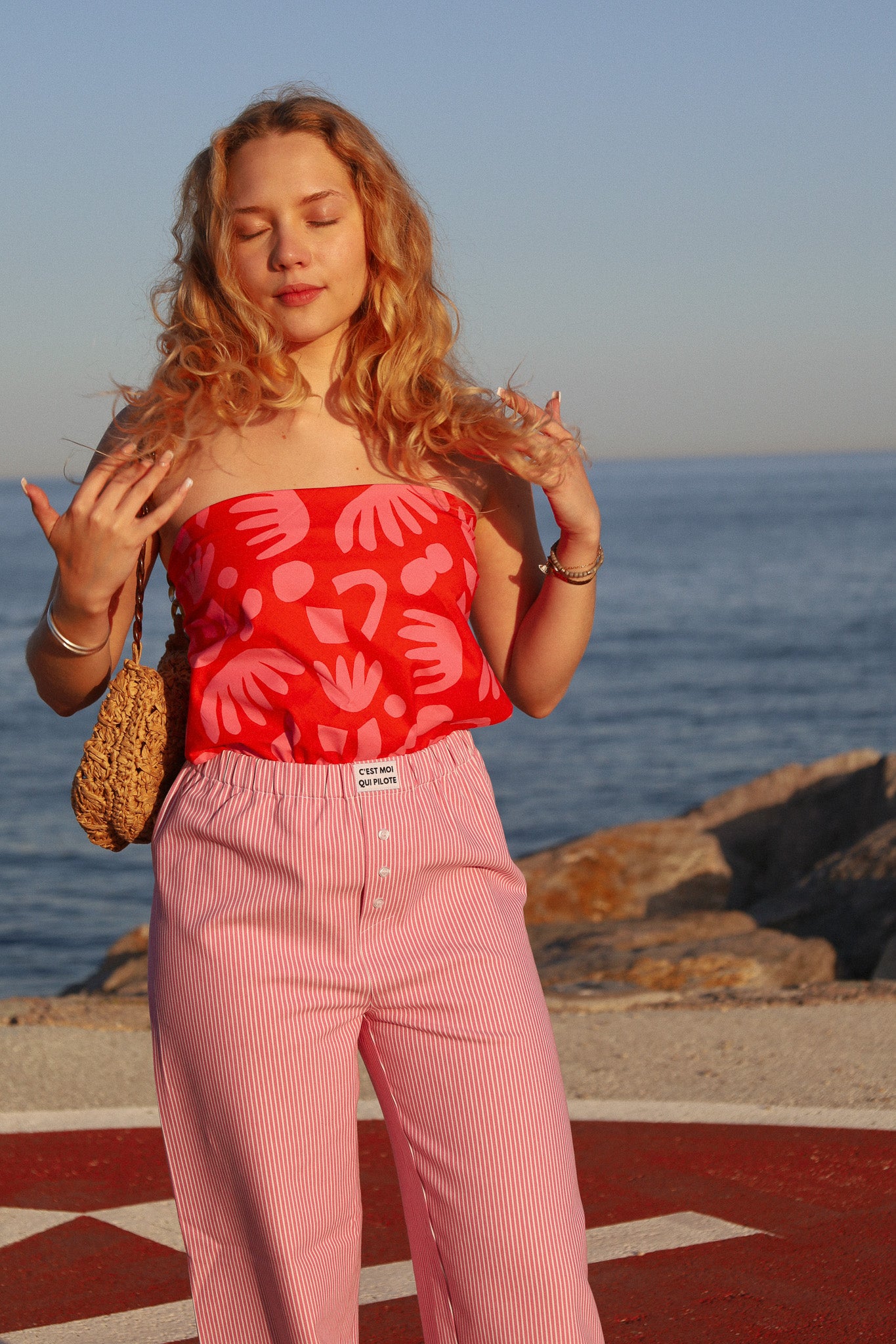 Bandana Top Céramique rouge rose