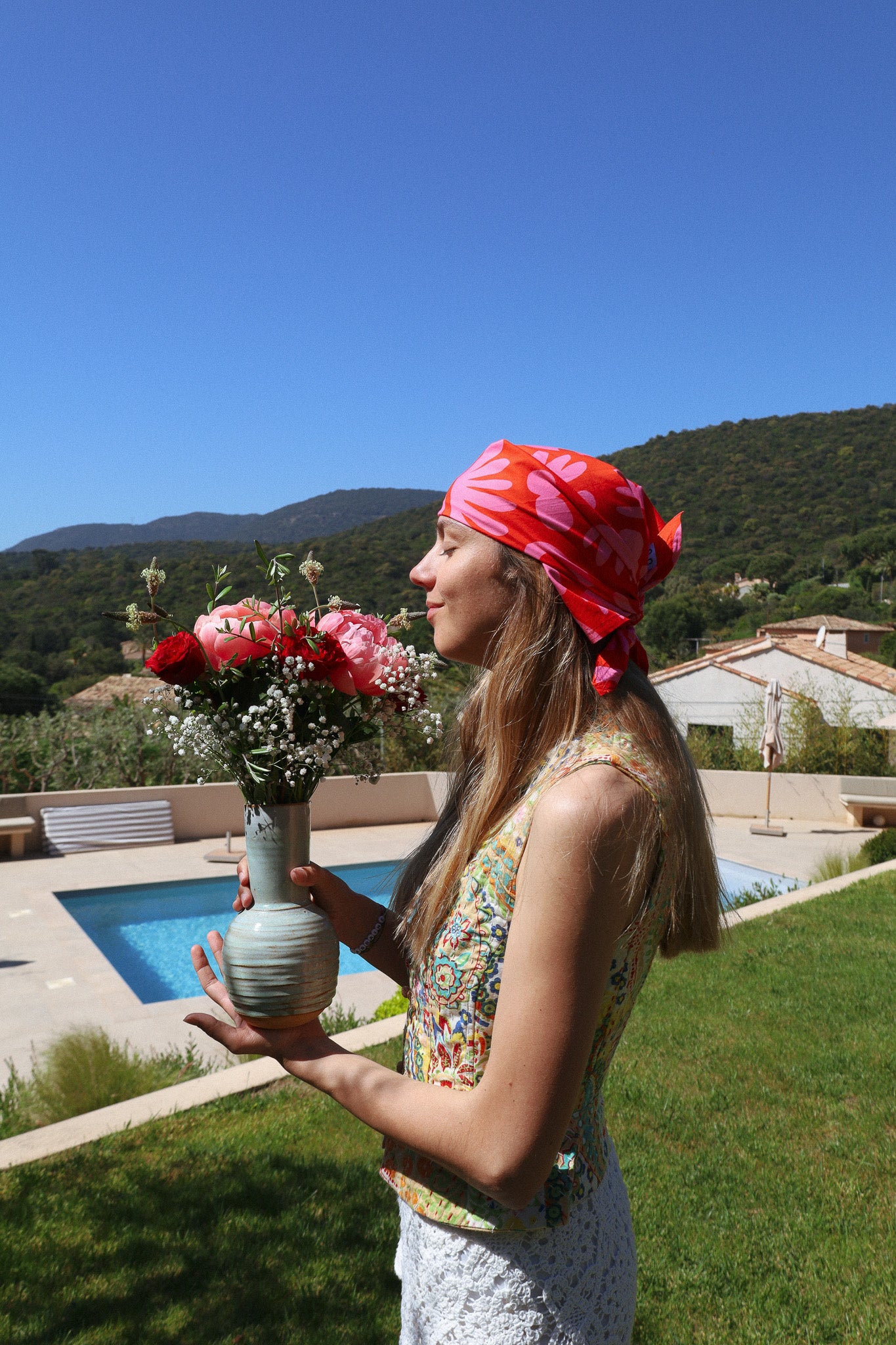 Bandana Top Céramique rouge rose