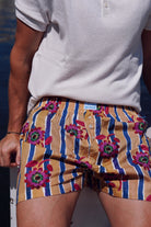 Caleçon Rayures en fleurs collaboration Liberty Fabrics C'est moi qui pilote