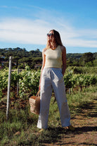 Pantalon femme Rayures parasol olive C'est moi qui pilote