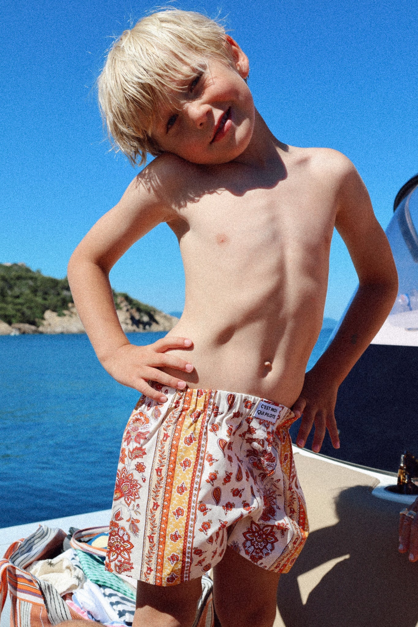 Caleçon Kids Arles orange C'est moi qui pilote
