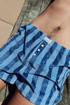 Short pocket Rayures azur éponge C'est moi qui pilote