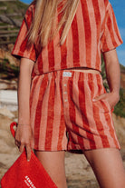 Short pocket Rayures paprika éponge C'est moi qui pilote