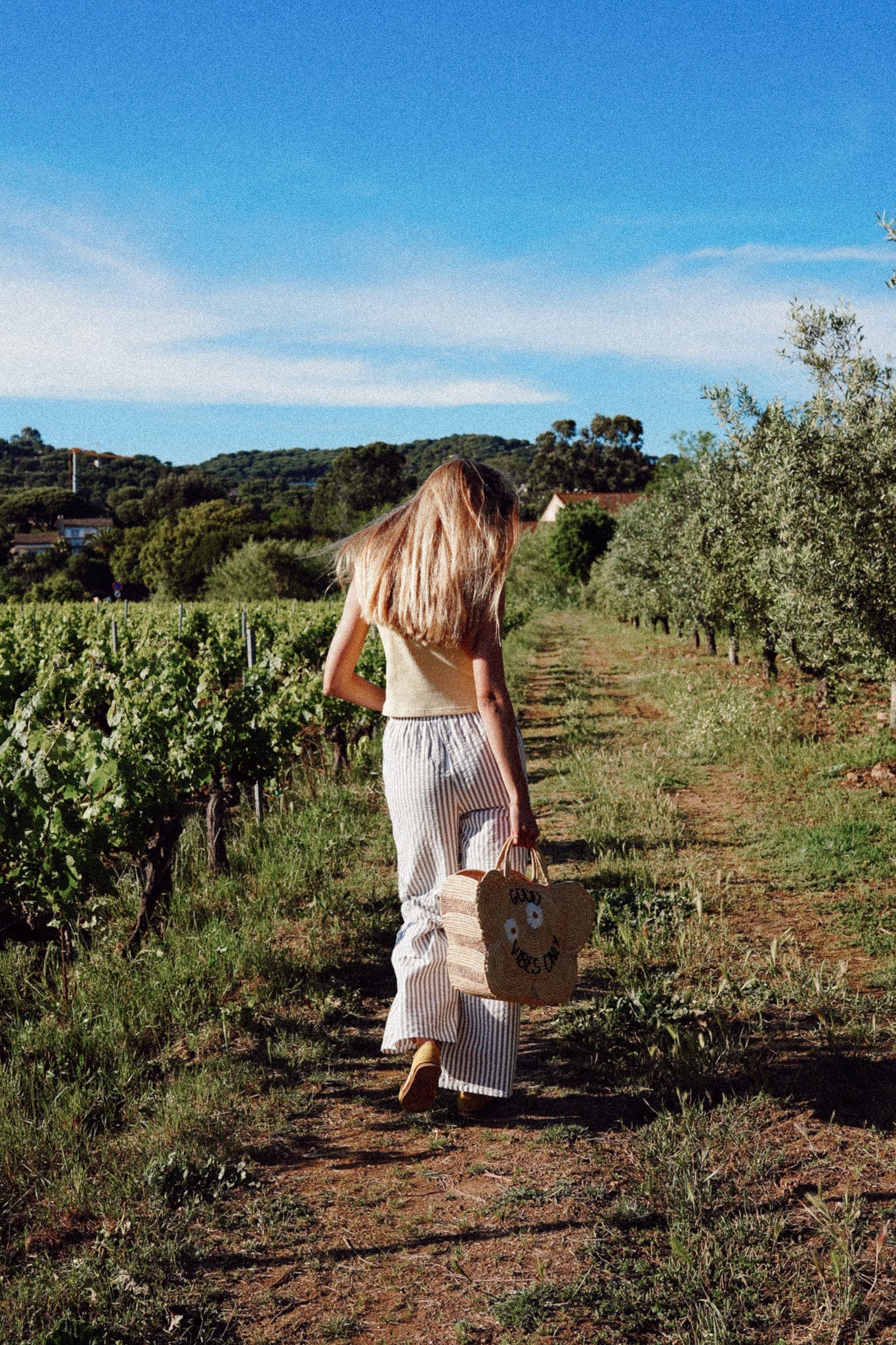 Pantalon femme Rayures parasol olive C'est moi qui pilote