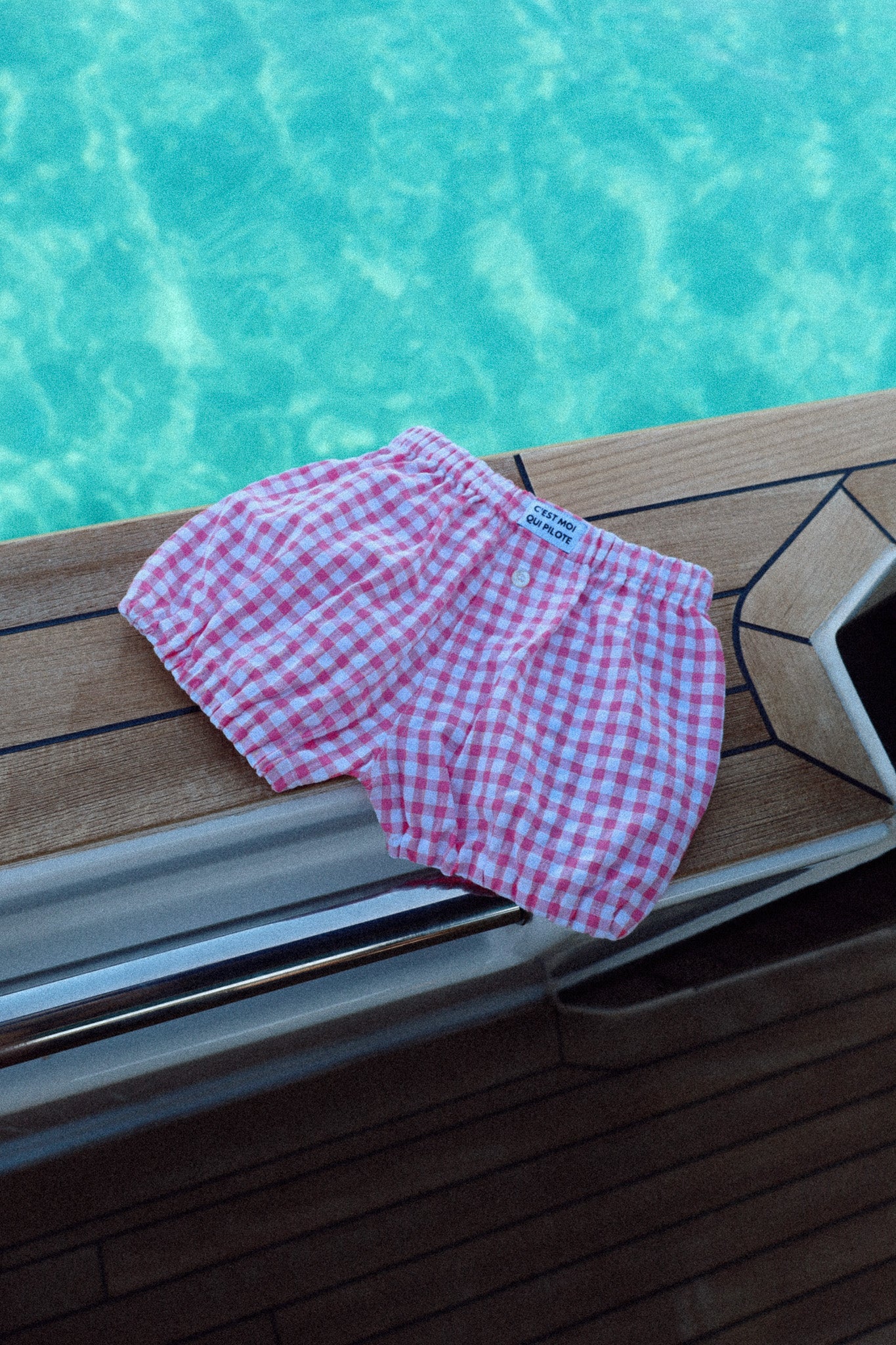 Bloomer bébé Vichy rosé piscine C'est moi qui pilote