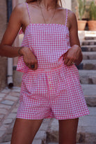 Ensemble femme Vichy rosé piscine C'est moi qui pilote